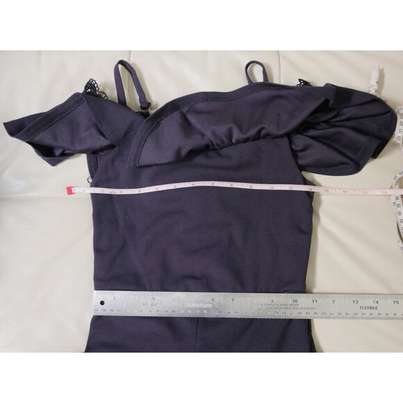 ALLY B Navy Blue Ruffle Shoulder Jumpsuit - Picture 5 of 6